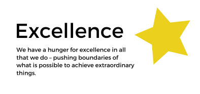 Excellence Value. We have a hunger for excellence in all that we do – pushing boundaries of what is possible to achieve extraordinary things.