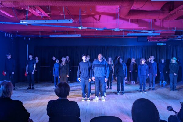 Drama students during a performance about Knife crime.