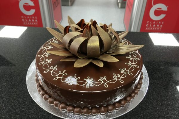 Chocolate cake made by the bakery & patisserie students