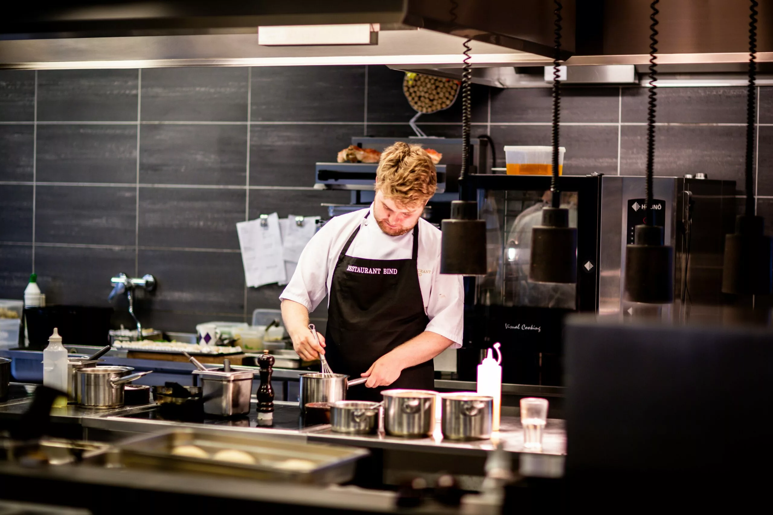 Catering students working in a kitchen