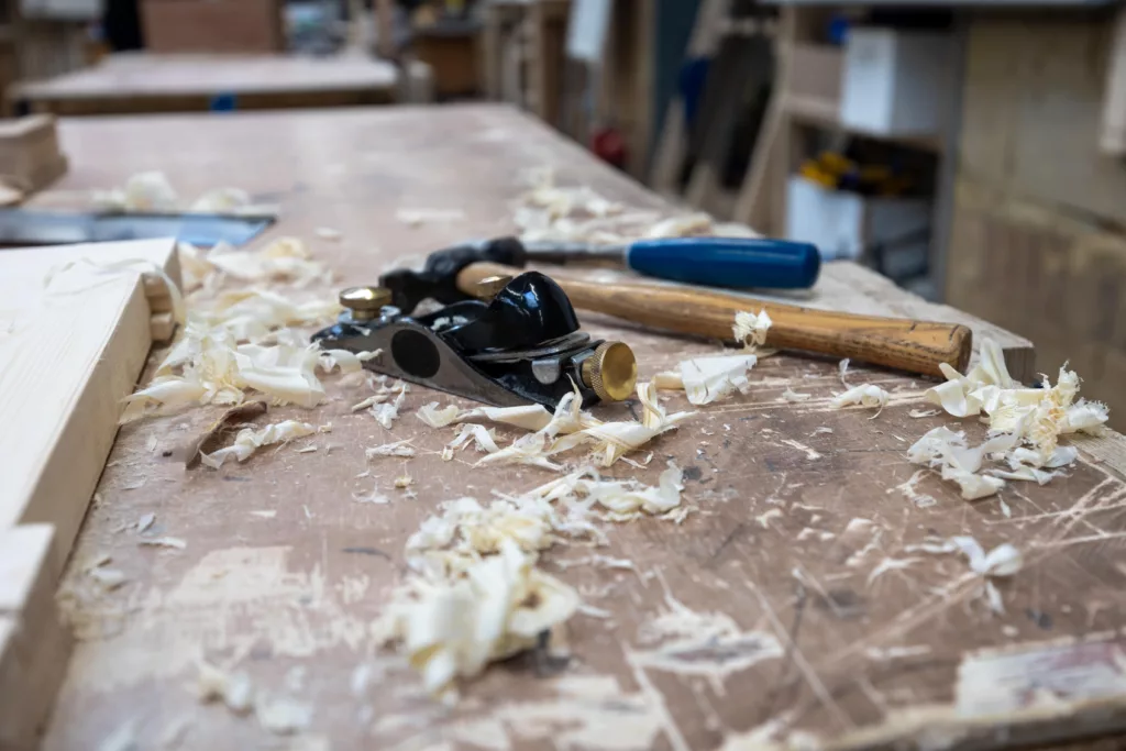 Woodwork workshop bench