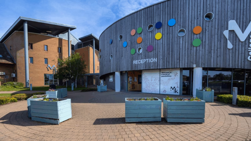 The front of the Milton Keynes College Chaffron Way campus.