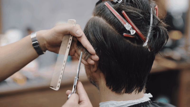 Person cutting hair