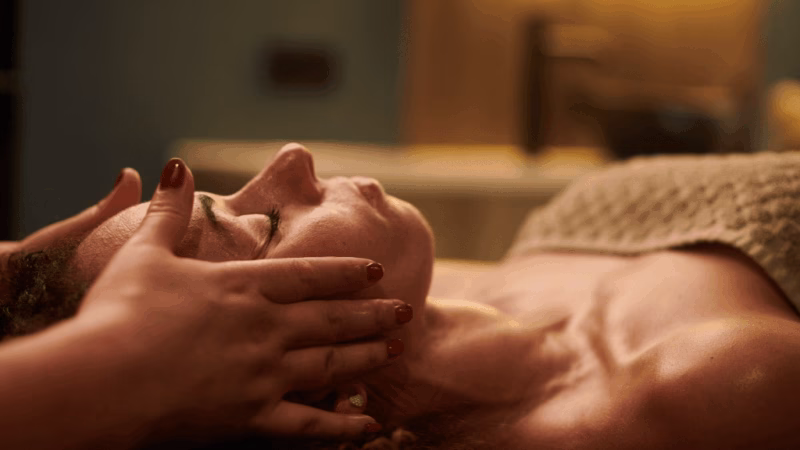 Female having a head massage