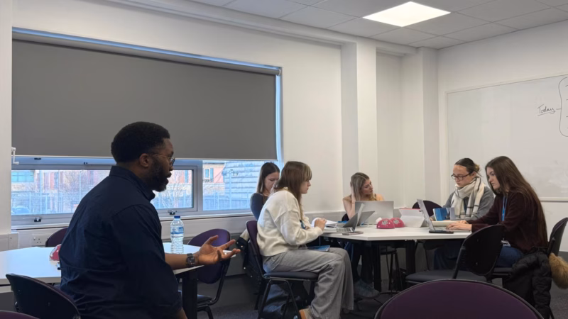 Jacob Sam-La Rose and A Level English students