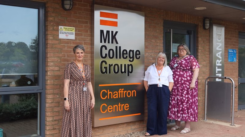 Rebecca Myrie and Julie Jeffery from MK College Group with Liz McCoughlin from the Milton Keynes Chamber of Commerce.